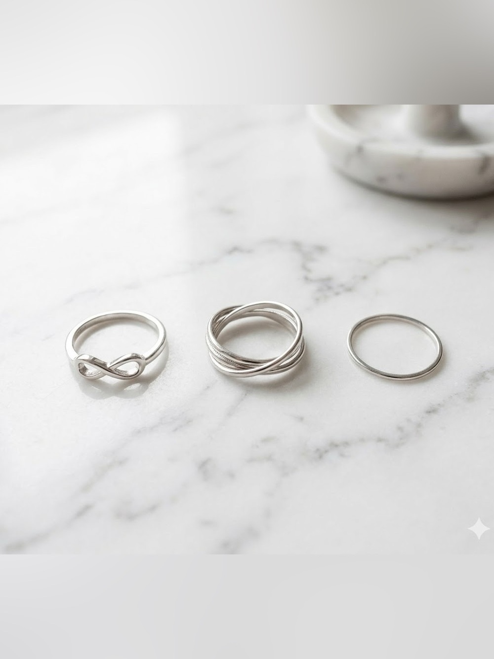 Faux Silver Stackable Knot & Twisted Rings - Silver